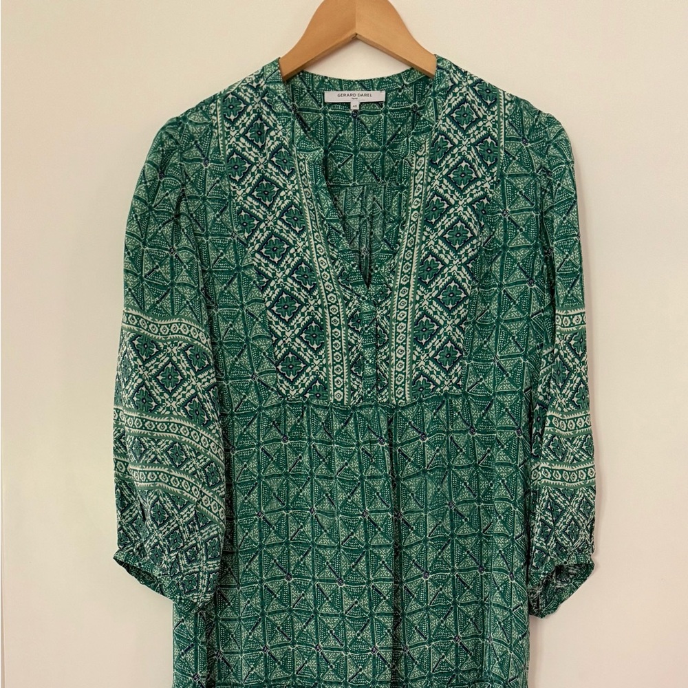 Gerard Darel Green Geometric Print Maxi Dress